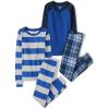 The Children’s Place boys 100% Cotton Long Sleeve Top and Pants,2 Piece Pajama Set(Essential Blue 2-pack)