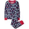 The Children’s Place unisex-child 100% Cotton Long Sleeve Top and Pants,2 Piece Pajama Set(Blue Love)