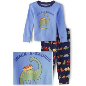The Children’s Place baby-girls And Toddler 100% Cotton Long Sleeve Top and Pants,2 Piece Pajama Set(Snackasaurus)