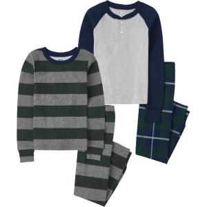 The Children’s Place boys 100% Cotton Long Sleeve Top and Pants,2 Piece Pajama Set(Raglan/Stripe 2-pack)
