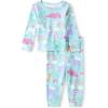 The Children’s Place Baby Girls And Toddler Long Sleeve Top and Pants Snug Fit 100% Cotton 2 Piece Pajama Set(Rainbow Dino)