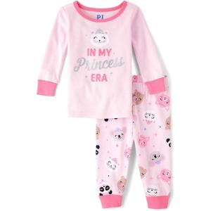 The Children’s Place Baby Girls And Toddler Long Sleeve Top and Pants Snug Fit 100% Cotton 2 Piece Pajama Set(Princess Era)