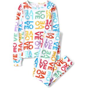 The Children’s Place baby-girls Long Sleeve Top and Pants Snug Fit 100% Cotton 2 Piece Pajama Set(Multi Love)