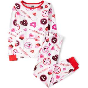 The Children’s Place girls Long Sleeve Top and Pants Snug Fit 100% Cotton 2 Piece Pajama Set(Candy)