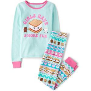 The Children’s Place girls Long Sleeve Top and Pants Snug Fit 100% Cotton 2 Piece Pajama Set(Smore Fun)