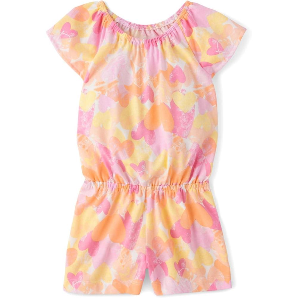 imageThe Childrens Place babygirls And Toddler Short Sleeve Flutter Shorts RomperCosmos Hearts