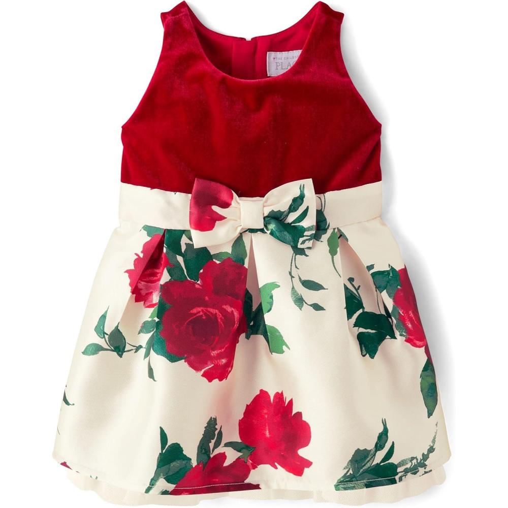 imageThe Childrens Placeand Toddler Short Sleeve Dressy DressRed White Floral