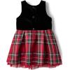 The Children’s Place,and Toddler Short Sleeve Dressy Dress(Classic Red Plaid Velour)
