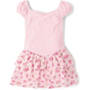 The Children’s Place Baby-Girls and Toddler Tiered Dress, Short Sleeve(Rosie Pink)