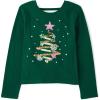 The Children’s Place Girls Long Sleeve Graphic Top with Back Detail(Holiday Tree)