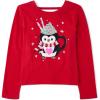 The Children’s Place Girls Long Sleeve Graphic Top with Back Detail(Penguin Mug)