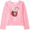 The Children’s Place Girls Long Sleeve Graphic Top with Back Detail(Pink Candy Cane Mug)