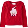 The Children’s Place Girls Long Sleeve Graphic Top with Back Detail(Red Cupcake)