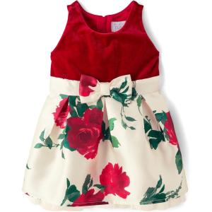 The Children’s Place Baby-Girls and Toddler Dressy Dress, Short Sleeve(Red White Floral)