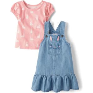 The Children’s Place baby-girls And Toddler Short Sleeve Shirt and Skirtall 2 Piece Outfit(Fuzzy Pink)