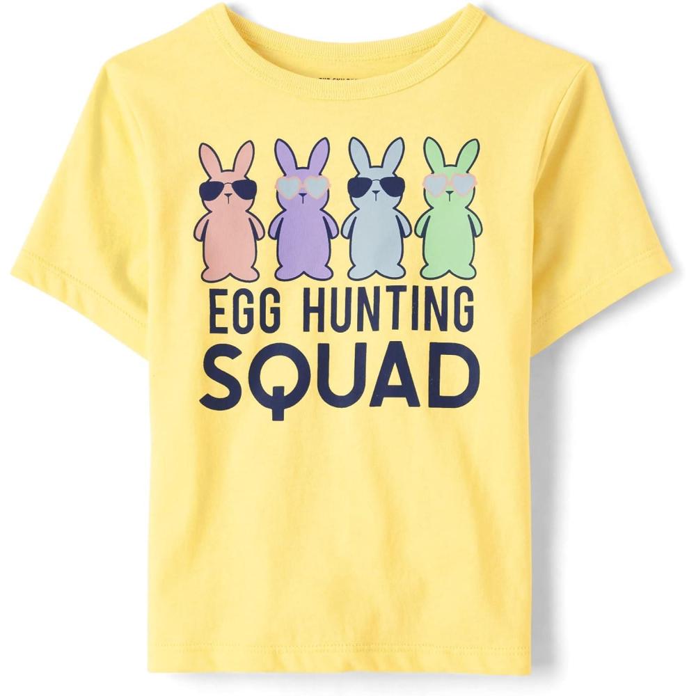 imageThe Childrens Place BabyGirls and Toddler Basic Long Sleeve Layering TeesEgg Hunting Squad Yellow