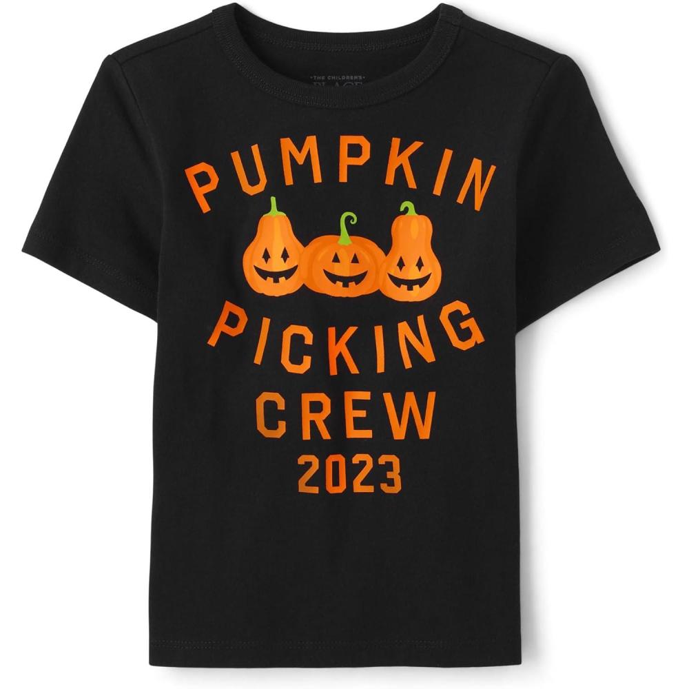 imageThe Childrens Place BabyGirls and Toddler Basic Long Sleeve Layering TeesPumpkin Picking Crew