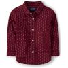 The Children’s Place Big Boys’ Long Sleeve Poplin Button Down Shirt(Redwood Dot)