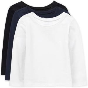 The Children’s Place Baby-Girls and Toddler Basic Long Sleeve Layering Tees(Black/Tidal/White 3-pack)