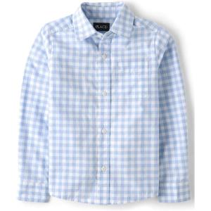 The Children’s Place Big Boys’ Long Sleeve Poplin Button Down Shirt(Whirlwhind Gingham)