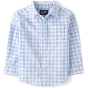 The Children’s Place Big Boys’ Long Sleeve Poplin Button Down Shirt(Whirlwind Plaid)