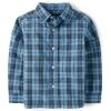 The Children’s Place Baby Boys’ and Toddler Poplin Long Sleeve Button Down Shirt(Pearl Blue Plaid)