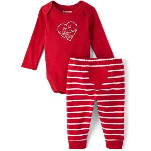 The Children’s Place baby-boys And Newborn Bodysuit and Pants, 2 Piece Playwear Outfit(Red Valentine)