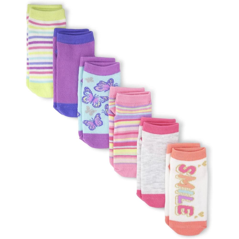 imageThe Childrens Place Baby Girls Heart Ankle SocksHappy Face 6pack
