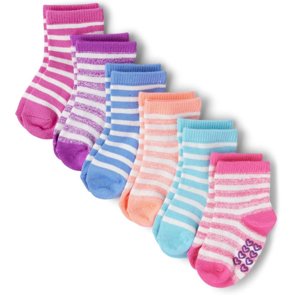 imageThe Childrens Place Baby Girls Heart Ankle SocksStripes 6pack