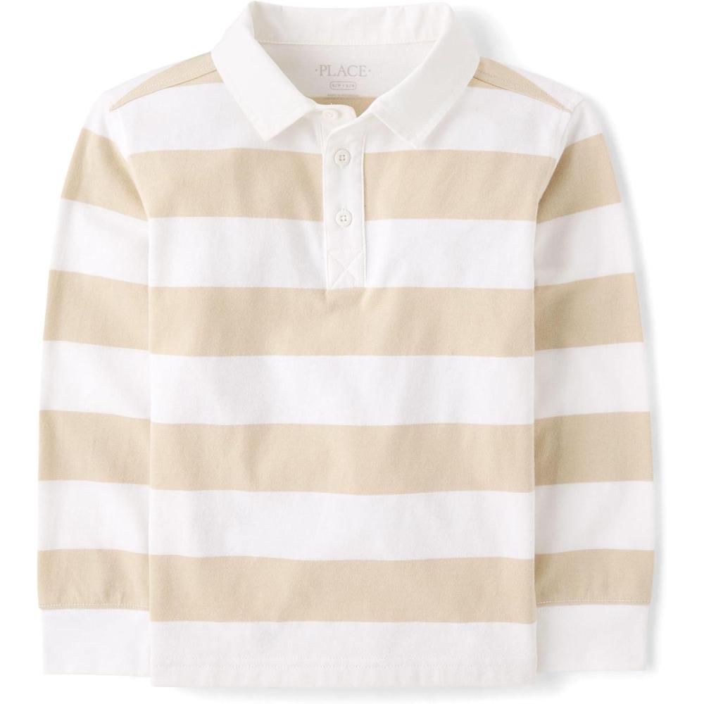 imageThe Childrens Place Boys Long Sleeve Rugby PoloCanoe