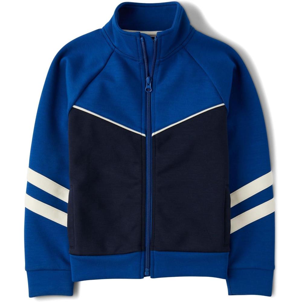 imageThe Childrens Place Boys and Toddler Active Long Sleeve Scuba Zip Front JacketHuron Blue