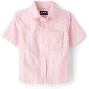 The Children’s Place Boys Short Sleeve Button Down Shirt(Pink Stripe)