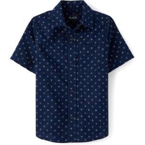 The Children’s Place Boys Short Sleeve Button Down Shirt(Tidal)
