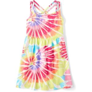 The Children’s Place,Short Sleeve Fashion Dress(Pink Tye Dye Swirl)