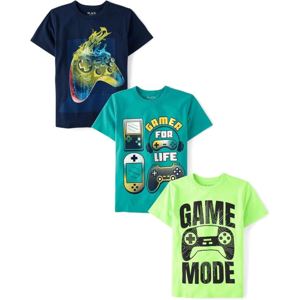 imageAssorted Everyday Short Sleeve Graphic TShirtsmultipacksGamer LifeGame ModeController 3pack