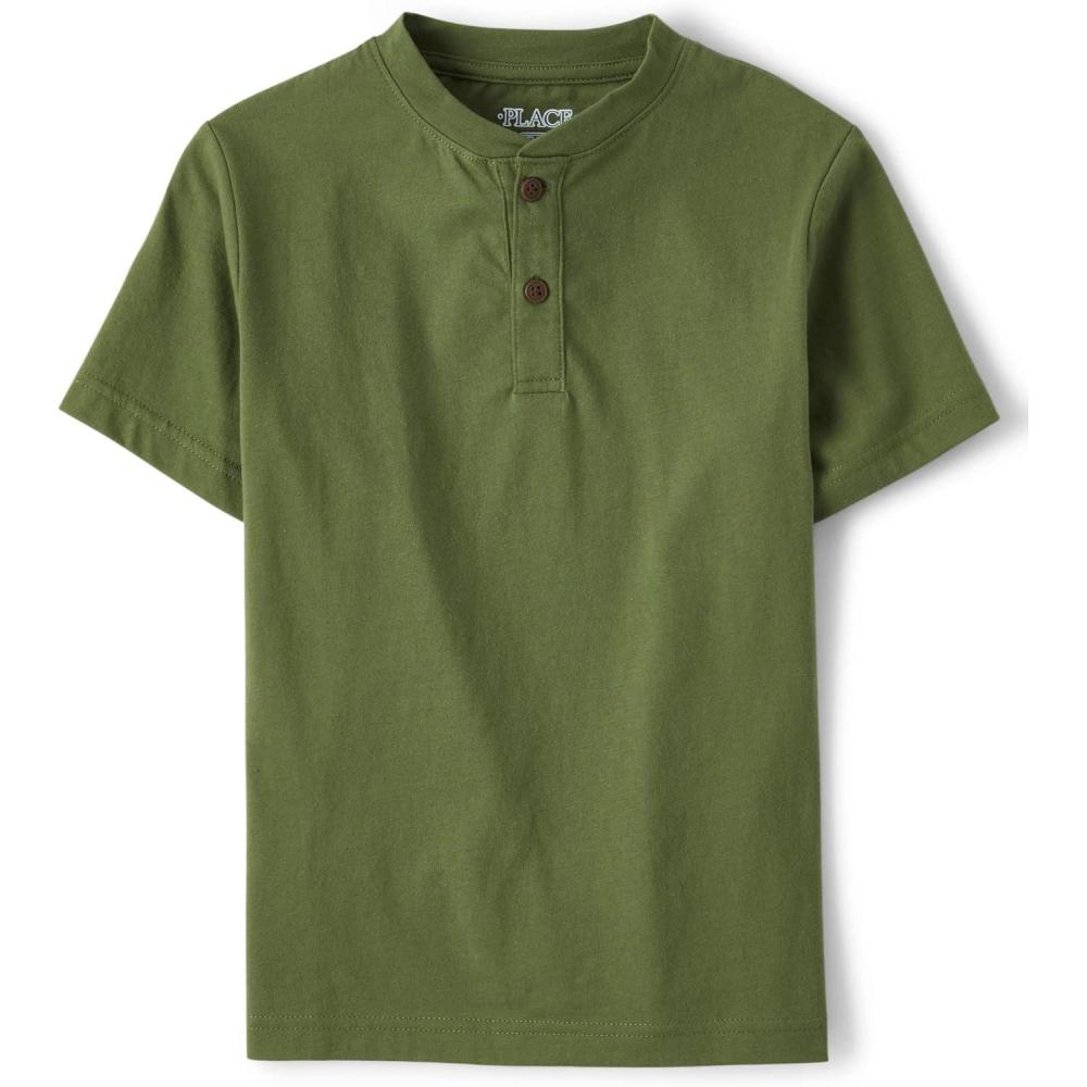 imageThe Childrens Place Boys Short Sleeve Knit TShirtRosemary Henley 1pack