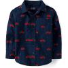 The Children’s Place Big Boys’ Long Sleeve Poplin Button Down Shirt(Holiday Truck Print)