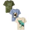 The Children’s Place Boys Animals,Cars Short Sleeve Graphic T-Shirts,3 Pack(Dino/Shark/Iguana 3-pack)