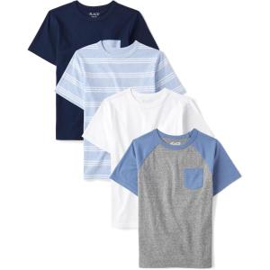 The Children’s Place Boys Short Sleeve Knit T-Shirt(Blue/Lt Blue Stripe/White/Grey 4-pack)
