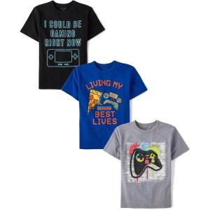 The Children’s Place Boys The Children’s Place Boys Short Sleeve Graphic T- Shirt 3-Pack(Controllers/Gaming/Best Life)