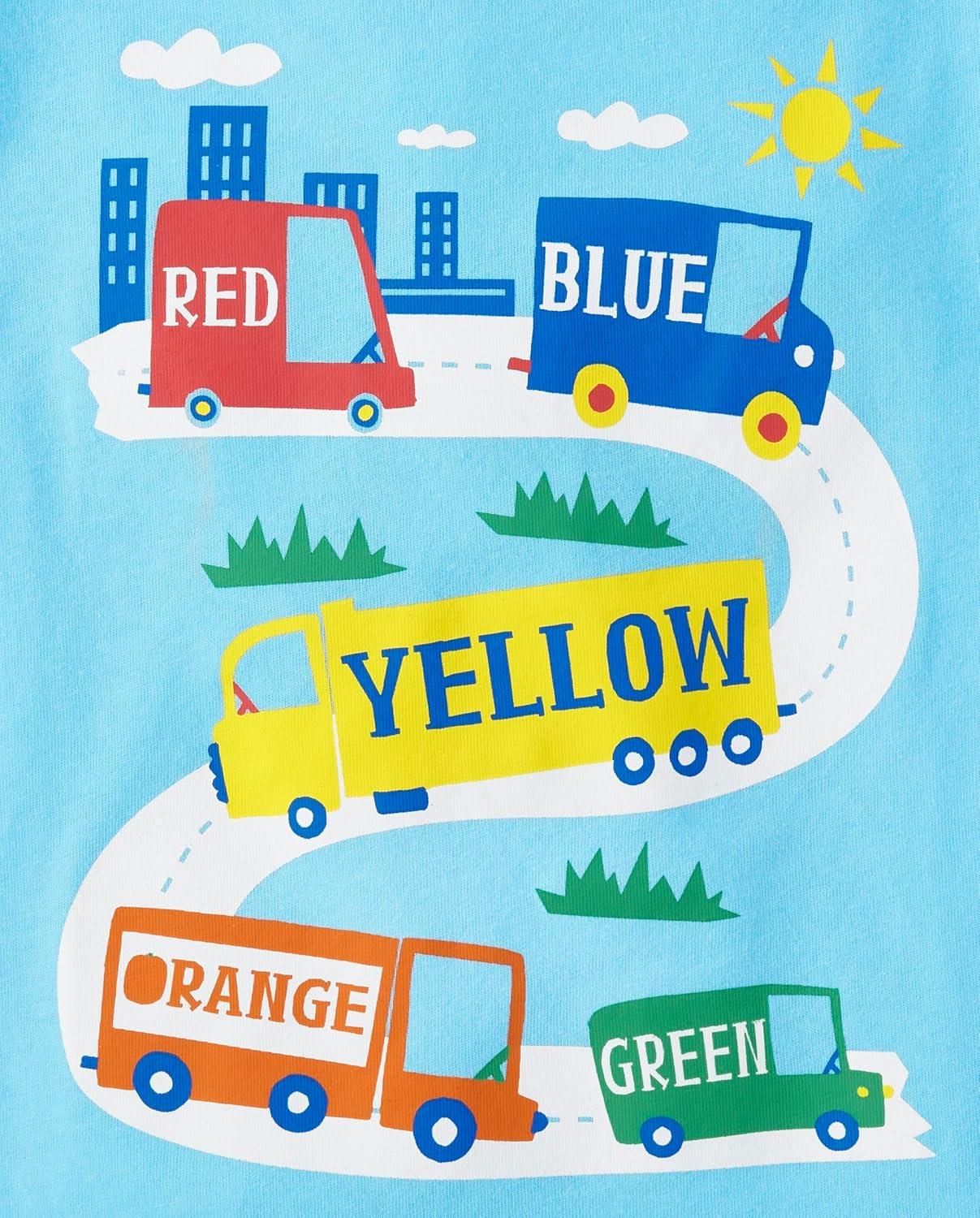 imageThe Childrens Place BabyBoys and Toddler School Days Short Sleeve Graphic TShirtsmultipacksAlphabetColor Cars123 Sports 3pack