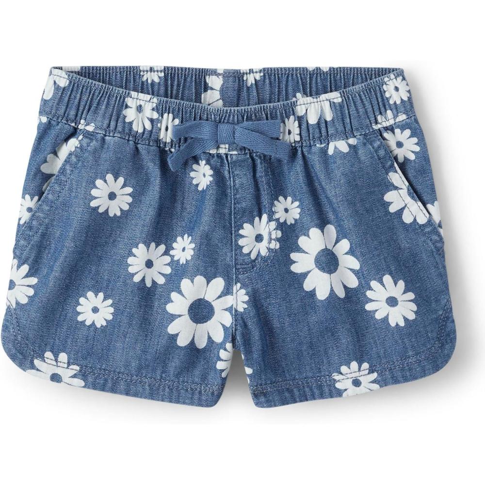 imageThe Childrens Place Baby Girls and Toddler Pull on Chambray ShortsDahlia Print Wash