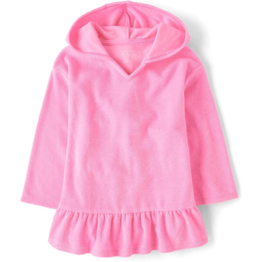 imageThe Childrens Place BabyGirls and Toddler Hooded Swim CoverupHappy Pink Long Sleeve