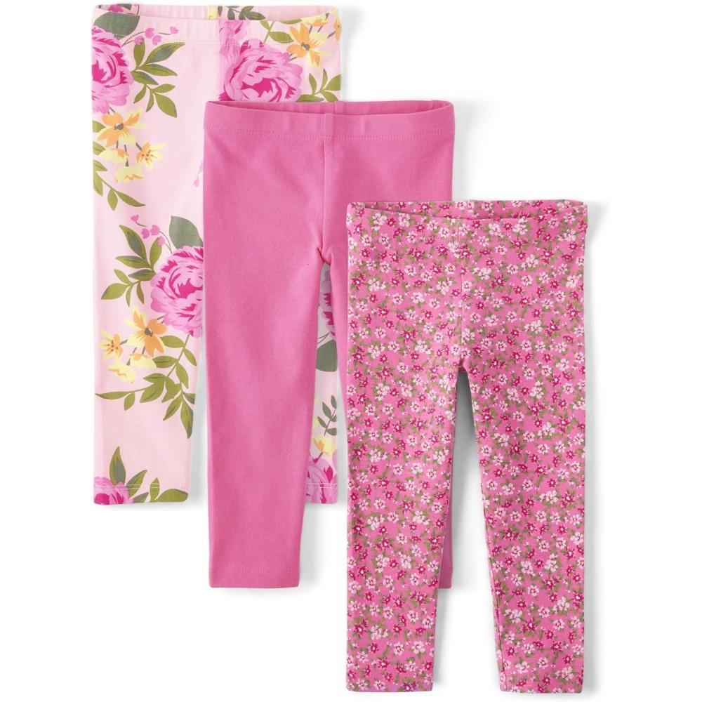 imageThe Childrens Place BabyGirls and Toddler Printed Leggings MultipacksFrench Rose Floral 3pack