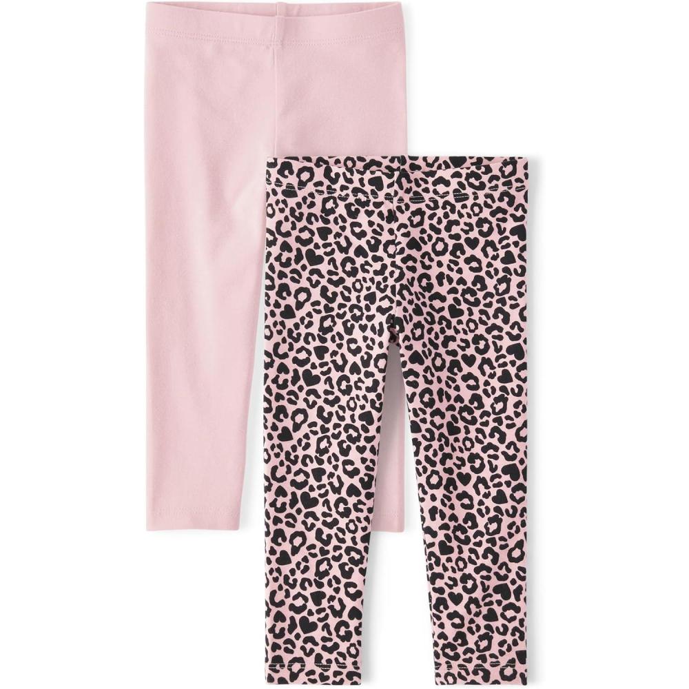 imageThe Childrens Place BabyGirls and Toddler Printed Leggings MultipacksPinkCheetah Print 2pack