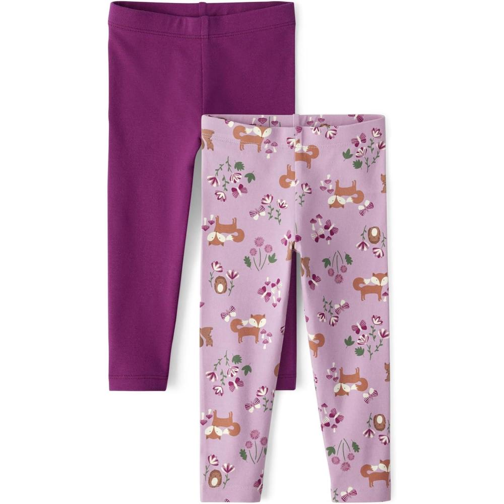 imageThe Childrens Place BabyGirls and Toddler Printed Leggings MultipacksPlumLilac Foxes 2pack