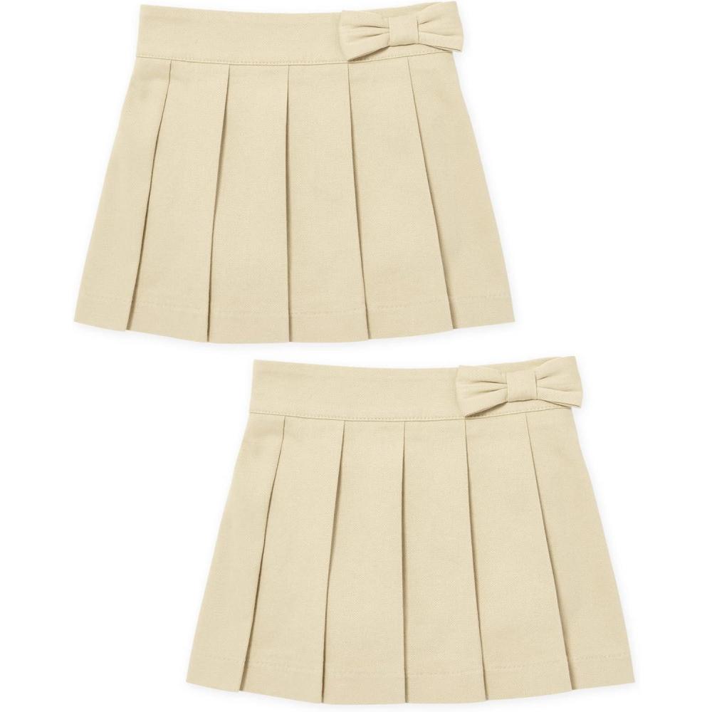 imageThe Childrens Place Toddler Girls Uniform Bow Pleated SkortSandy 2pack