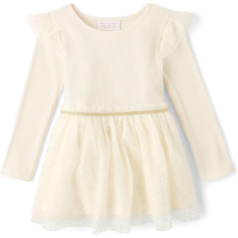 imageThe Childrens Place baby girls Heart Mesh Tutu DressWhite Daisy
