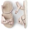The Children’s Place girls Baby Girls and Toddler Flat Sandals With Adjustable Ankle Strap(Pink Bow)