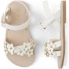 The Children’s Place girls Baby Girls and Toddler Flat Sandals With Adjustable Ankle Strap(White Crisscross Floral)